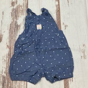 Carter’s Romper Chambray Blue With White Polka Dot Sz 12M
